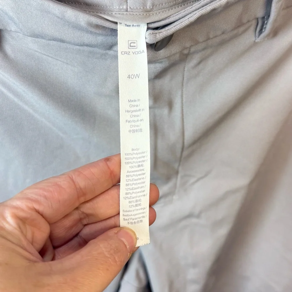 CRZ‎ Yoga Men's Flat Front Performance Gray Golf Pants Size 40